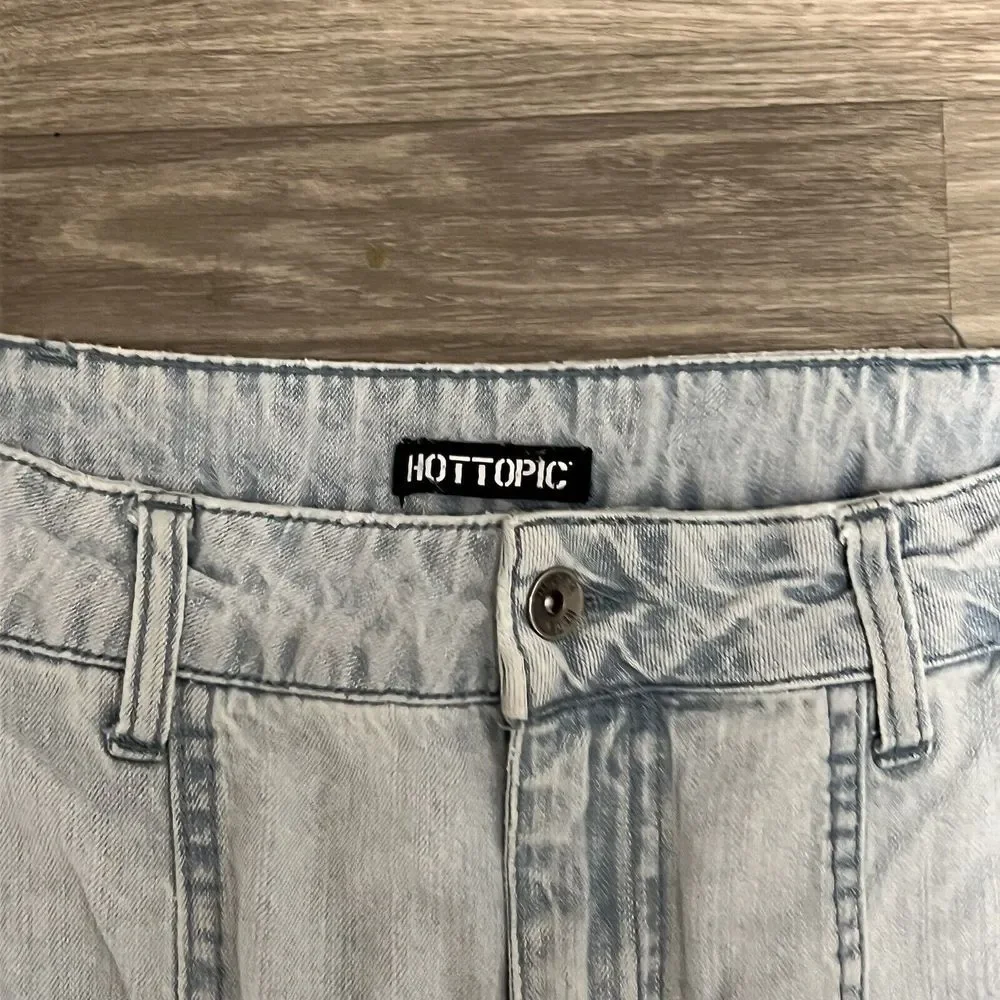 Y2K Hot‎ Topic Jogger Jeans Women 32x25 Curtain Rave Cyber Baggy HipHop Skate - Picture 9 of 11